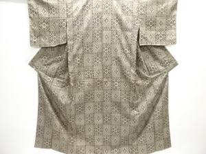 大正ロマン　格子に華紋織り出し本場村山泥大島紬着物アンサンブル